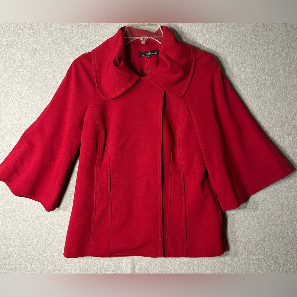 Red Retro Jacket Swing 3/4 wide sleeve short true sz 6‎